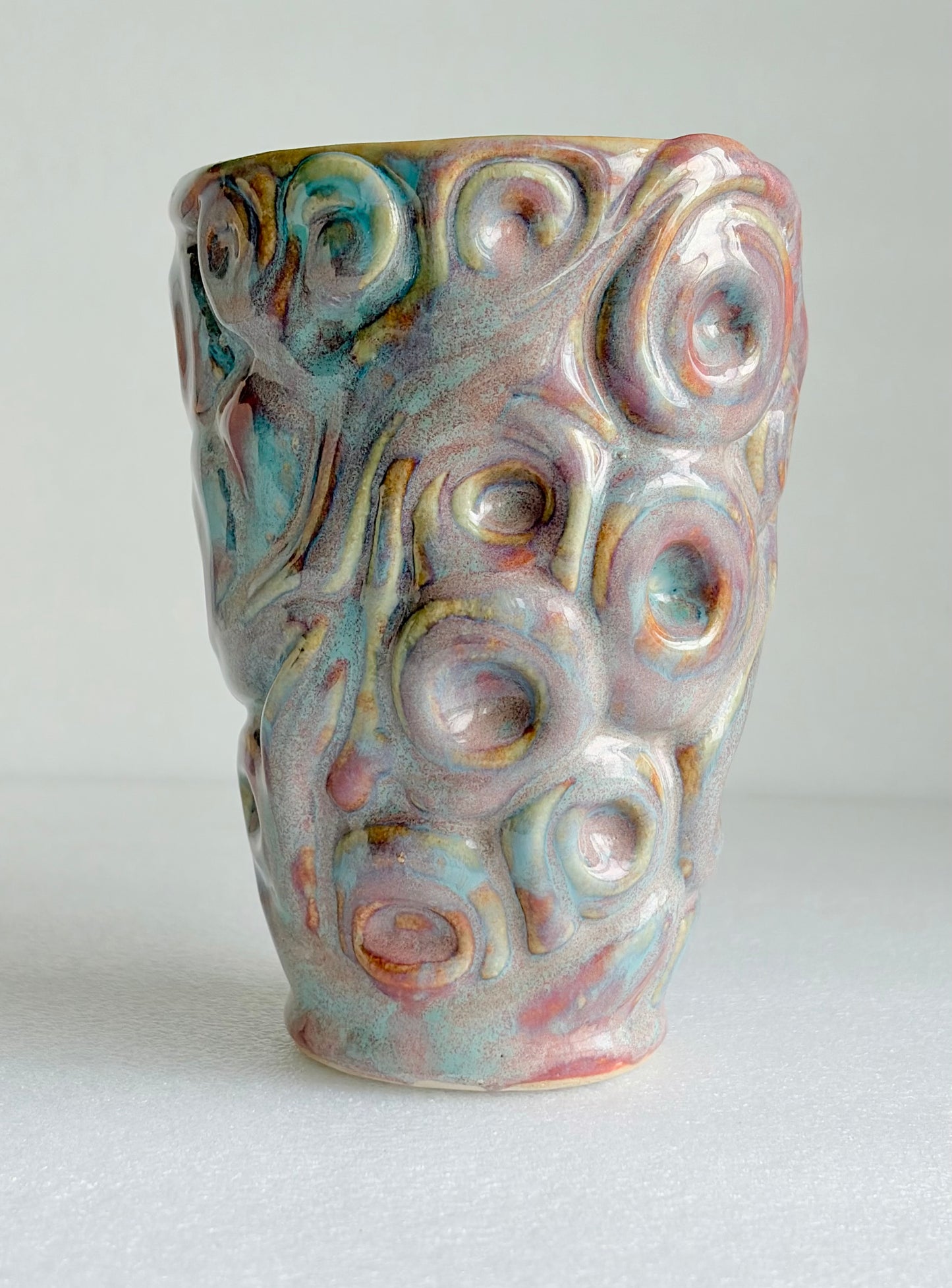 Kubek ceramiczny „Twist” różowo-turkusowy