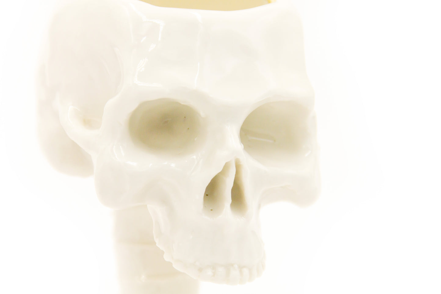 Puchar porcelanowy w kształcie czaszki z kręgosłupem