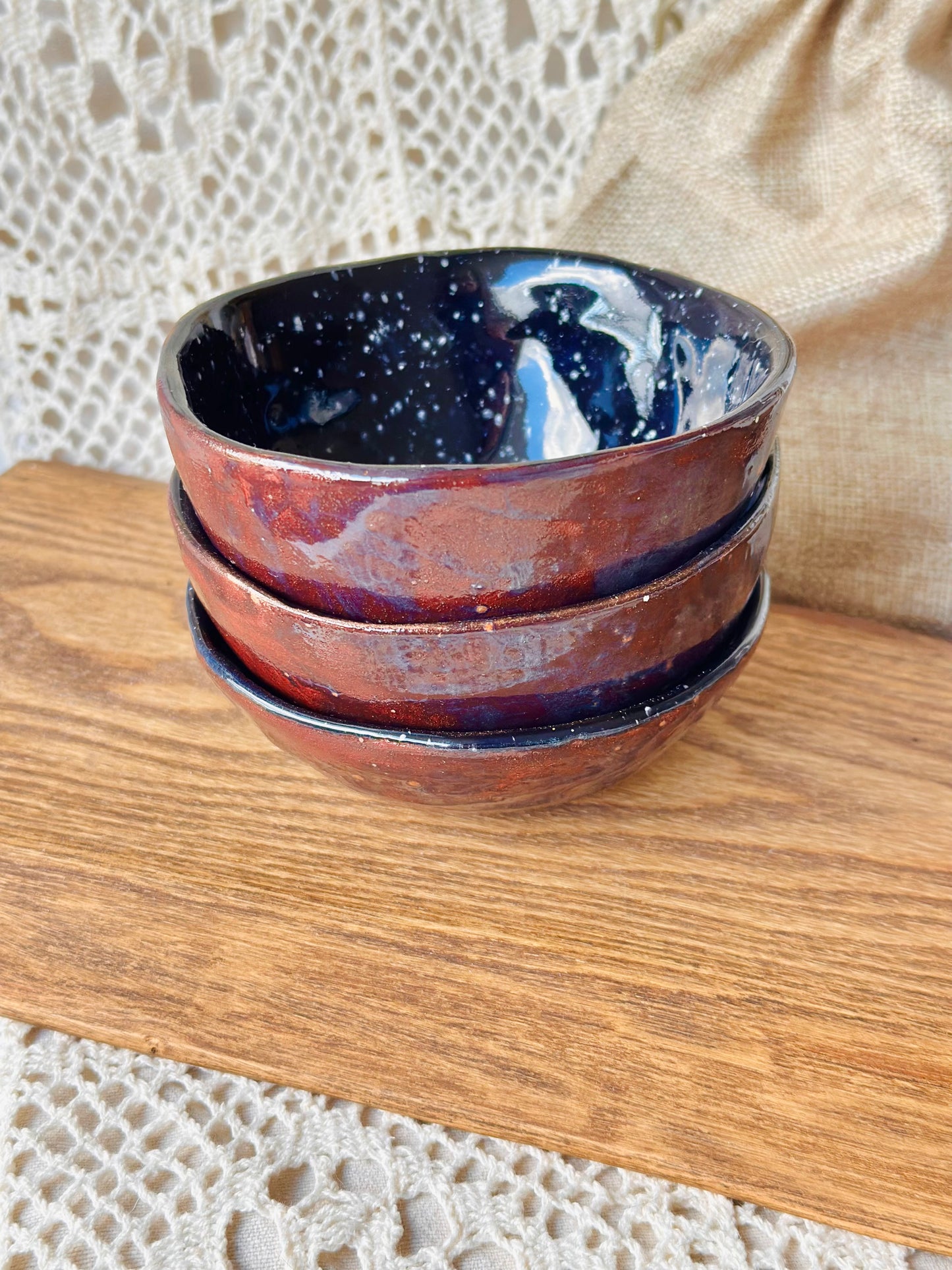 Bol en céramique marron et vert