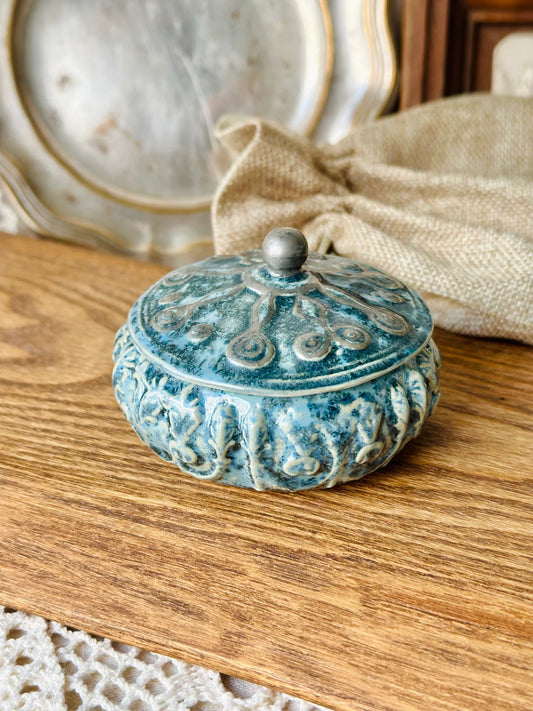 Szkatułka ceramiczna turkusowa