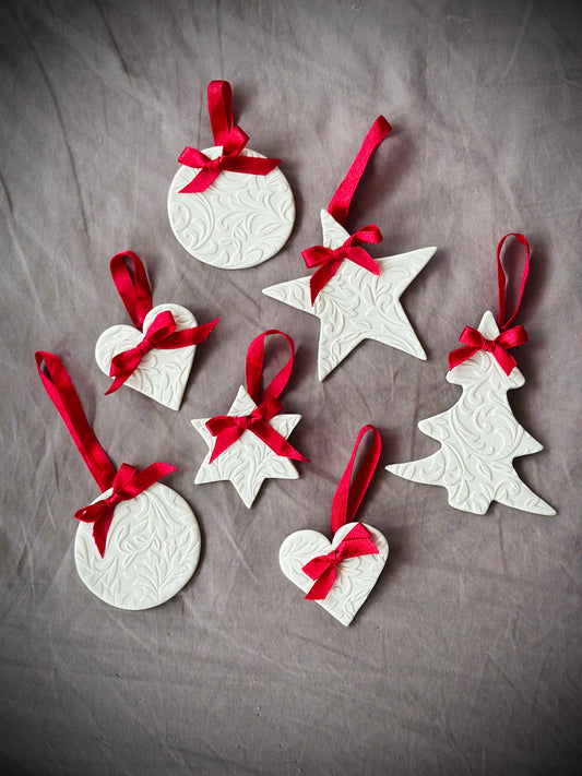 Pendentif en céramique, décoration de sapin de Noël, motifs variés