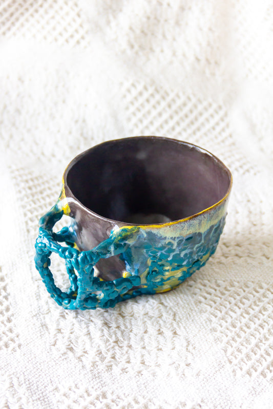 Filiżanka ceramiczna „Tripto” niebiesko-czarna