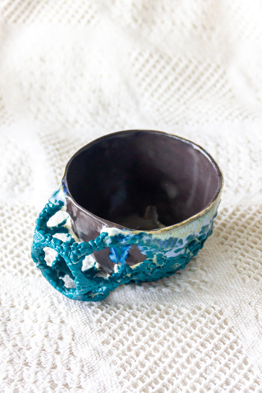 Filiżanka ceramiczna „Tripto” niebiesko-czarna