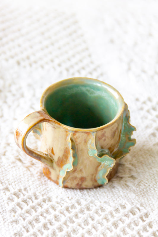 Filiżanka „Laminari” do espresso ceramiczna zielono-beżowa