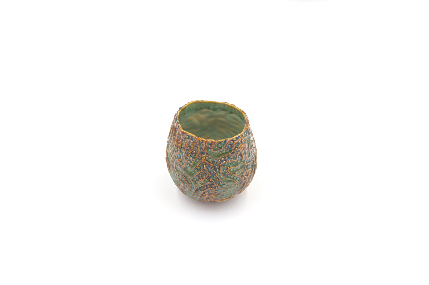 Czarka ceramiczna w brązowo-zielonym kolorze