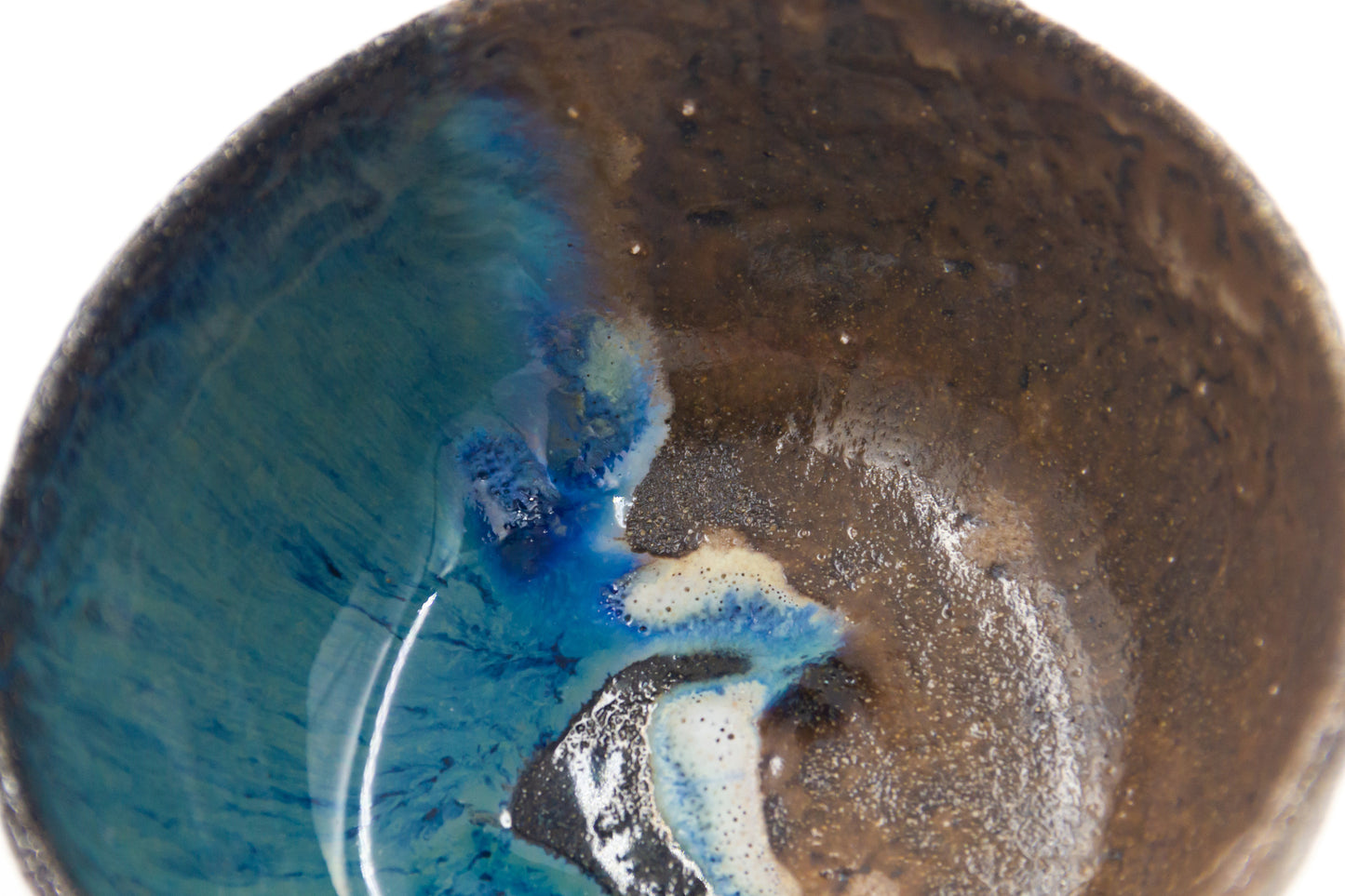 Miska ceramiczna w kolorze niebiesko-brązowym